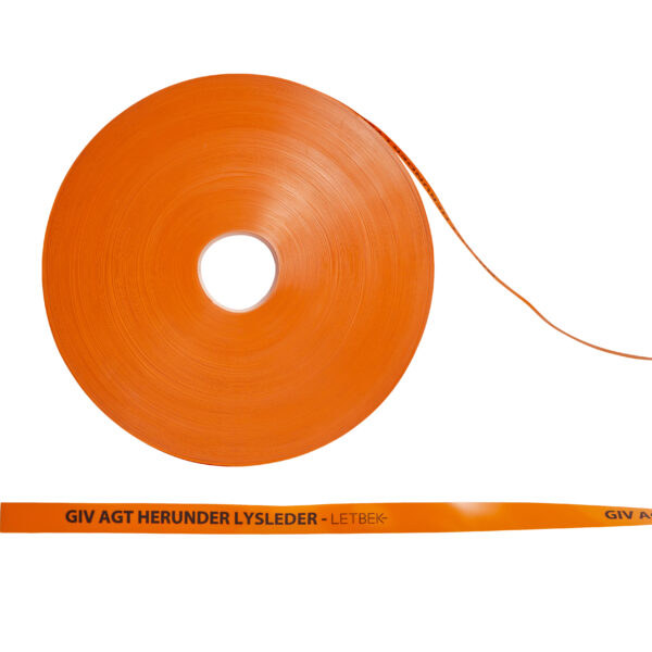 Warning tape - Lysleder Orange 25x0,3mm i rl. á 250 mtr