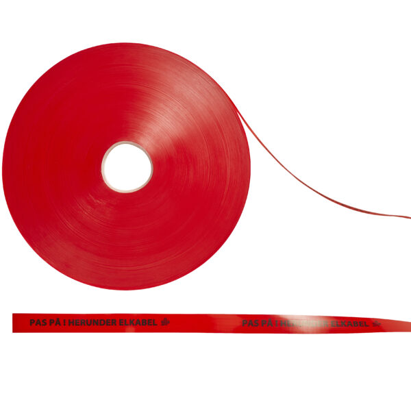 Warning tape - Red 25x0,3 mm i rl. á 250 mtr.